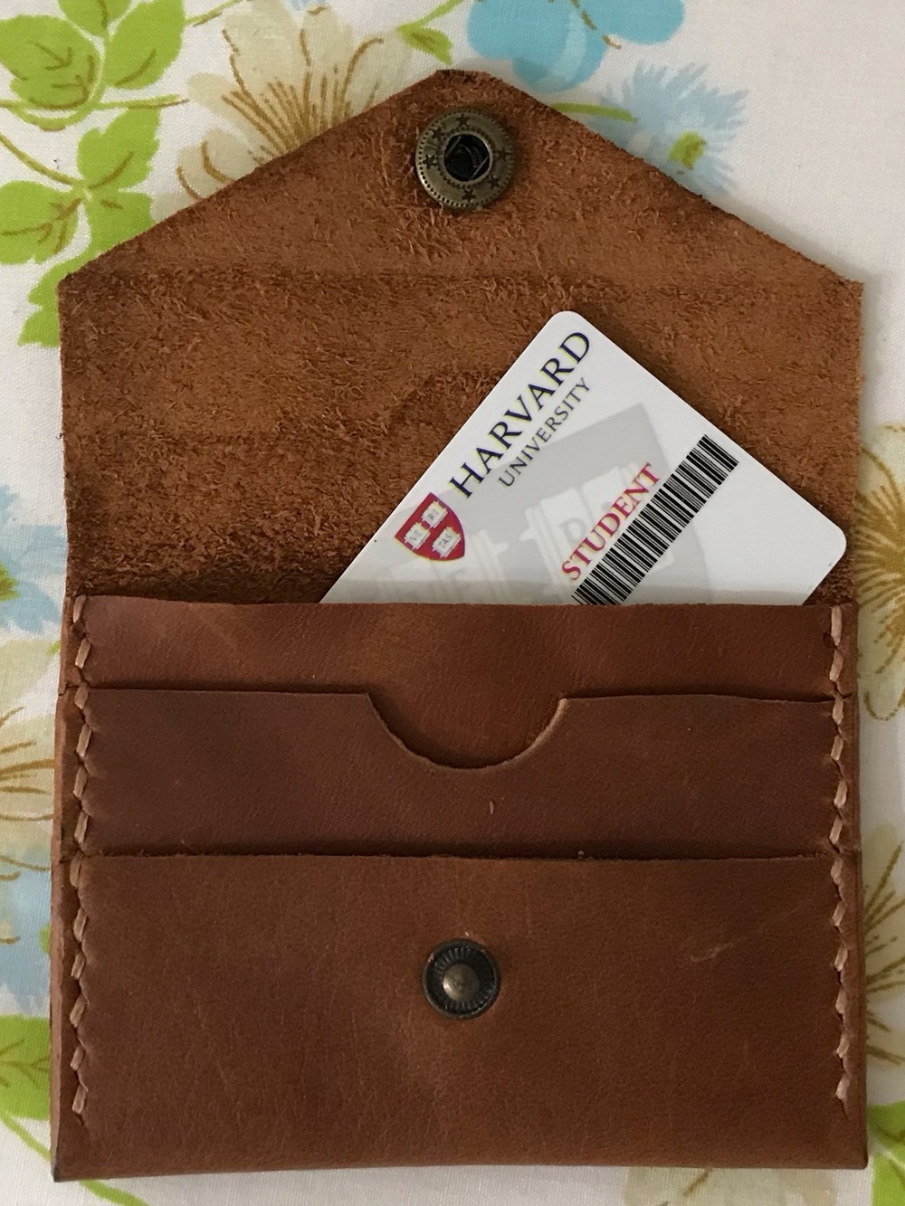 Handmade Genuine Leather Card Wallet Hand Stitched - Brown